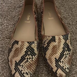 ALDO Women's Snakeskin Pattern Flats - Brown and Black